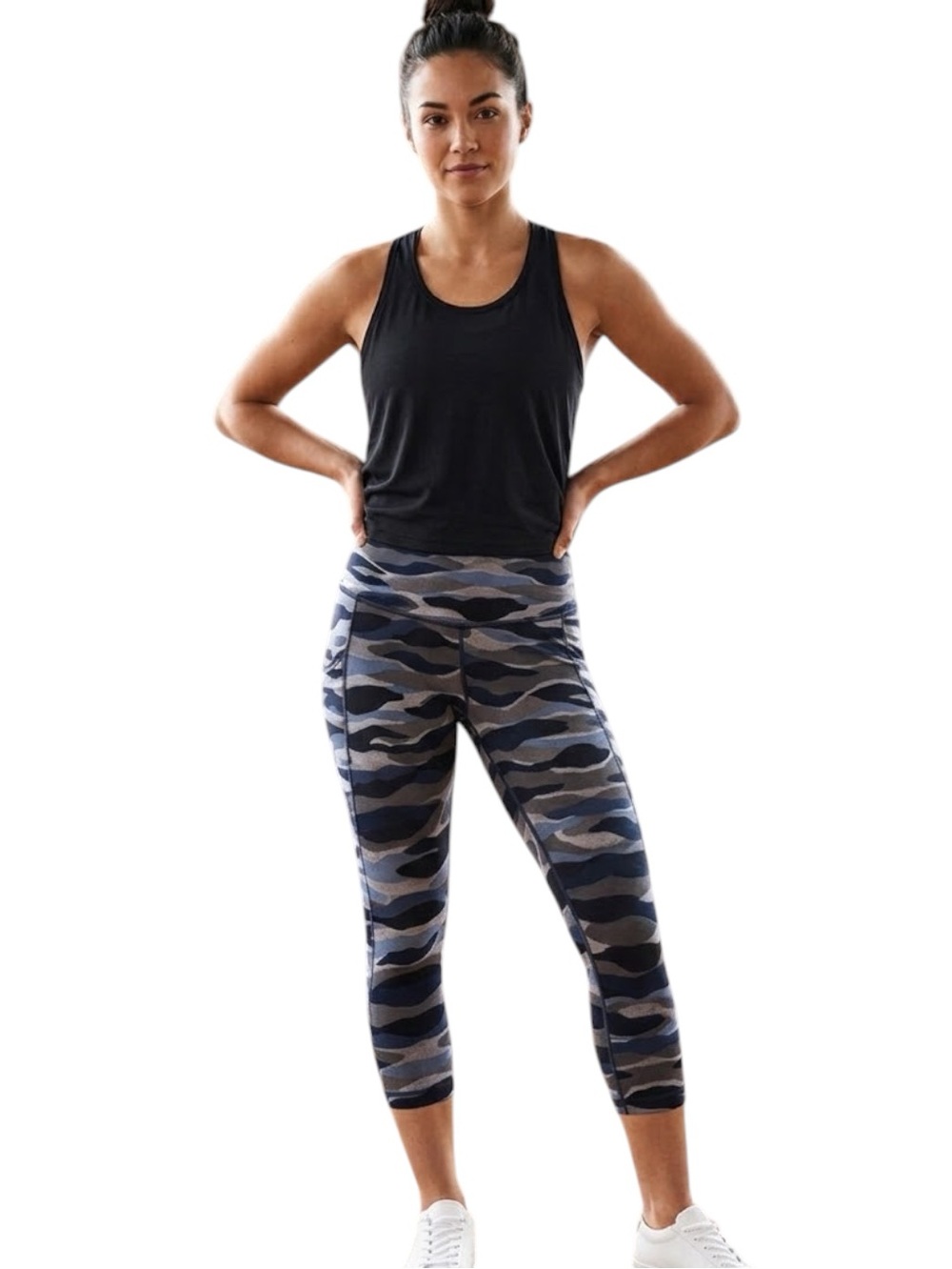 Lululemon Wunder Under Crop Leggings Blue Grey Camo Size 6